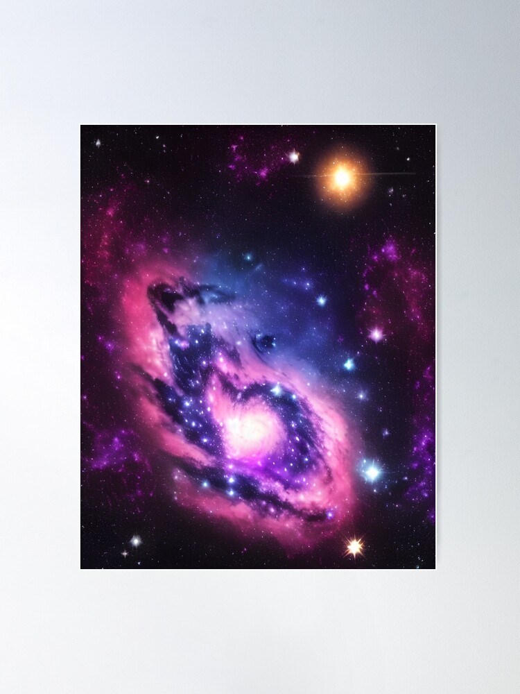 Colorful Spiral Galaxy Stars Nebula Beautiful Space Purple Poster