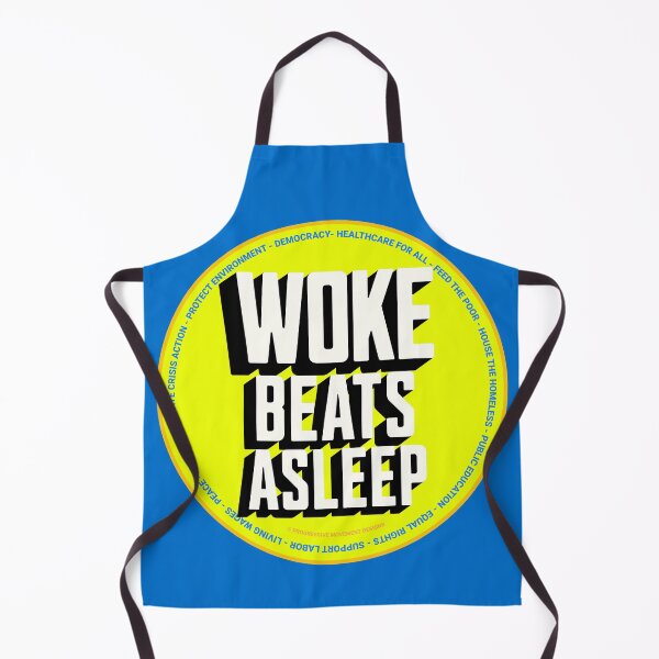 Item preview, PMD00666 Progressive Movement Designs funny Woke Beats Asleep design shows you understand woke support progressive policy goals for progressive Democrats Independents and Bernie Sanders supporters designed and sold by ProgressiveLeft.
