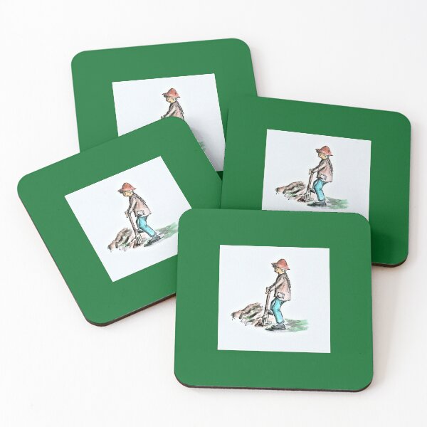 Item preview, Farmer digging the field Watercolor fine art designed and sold by janianna.