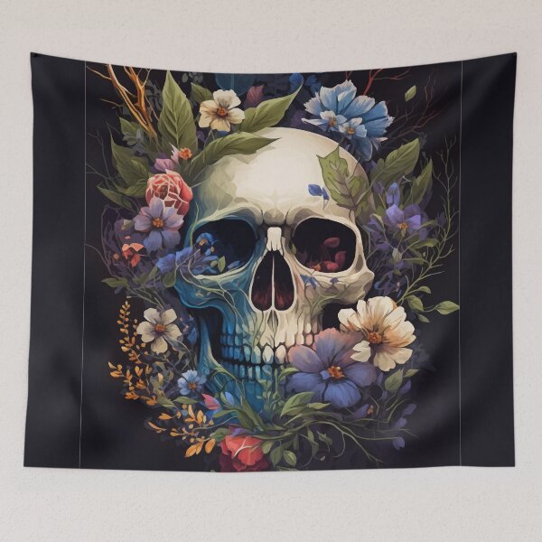 Item preview, Skull with Flowers designed and sold by muskitt.