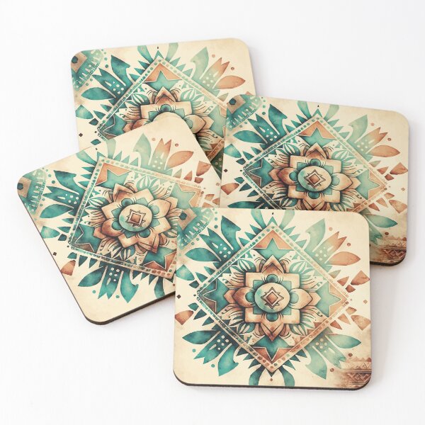Aperçu de l'œuvre Un motif aztèque bohème du sud-ouest en forme de losange - Motifs Boho Chic créée et vendue par GVRDesign.
