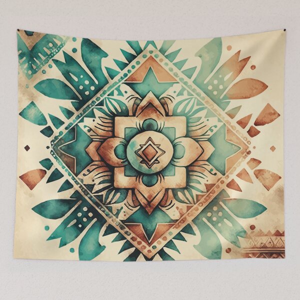 Aperçu de l'œuvre Un motif aztèque bohème du sud-ouest en forme de losange - Motifs Boho Chic créée et vendue par GVRDesign.