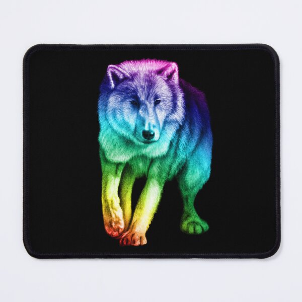 Item preview, White wolf coming out of the dark - rainbow colorized version 2 designed and sold by SylvieG18.
