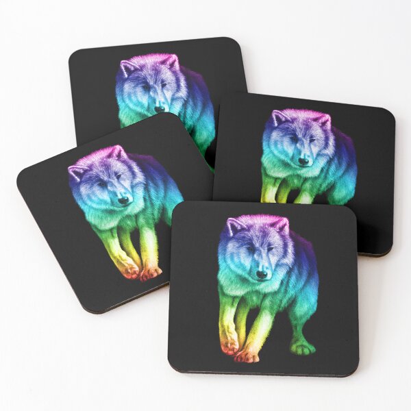 Item preview, White wolf coming out of the dark - rainbow colorized version 2 designed and sold by SylvieG18.