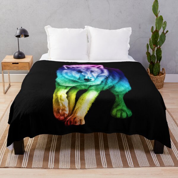Item preview, White wolf coming out of the dark - rainbow colorized version 2 designed and sold by SylvieG18.