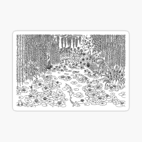 Vista previa del artículo con la obra «Jardín de Monet - Line Art», diseñado y vendido por m-lapino.