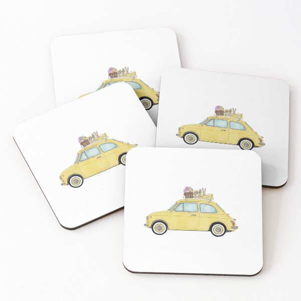 Item preview, Retro Fiat 500 with Easter Bunny and Eggs designed and sold by portosabbia.