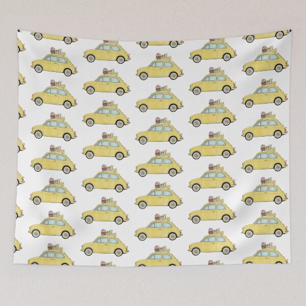 Item preview, Retro Fiat 500 with Easter Bunny and Eggs designed and sold by portosabbia.