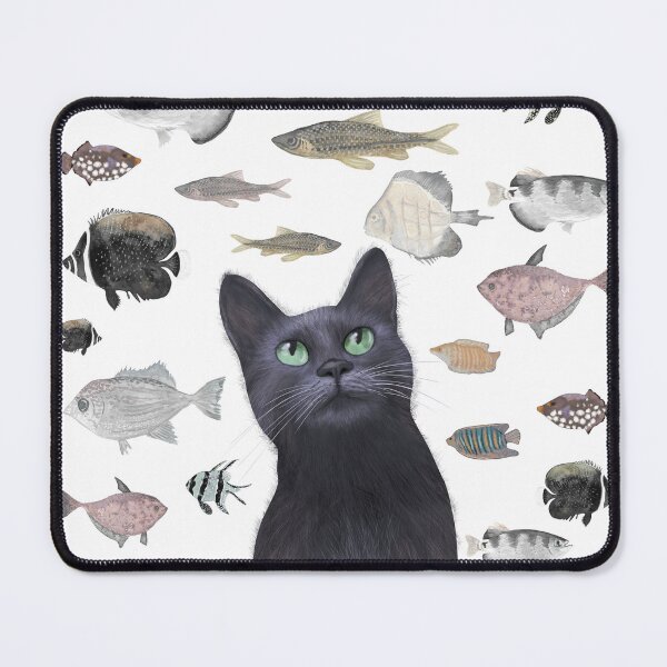 Item preview, Birthday Black Cat and the Party Fish Gift designed and sold by Andreea Dumez.