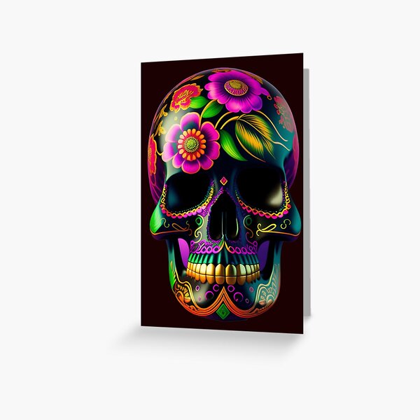 Colorful Funky Multi Vibrant Emo Skulls Carnival Abstract Print