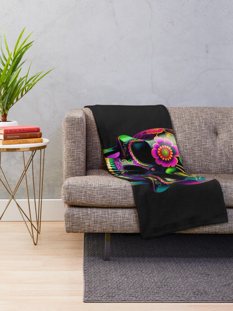 Thumbnail 2 of 6, Throw Blanket, Skull Color designed and sold by FashionMachine.