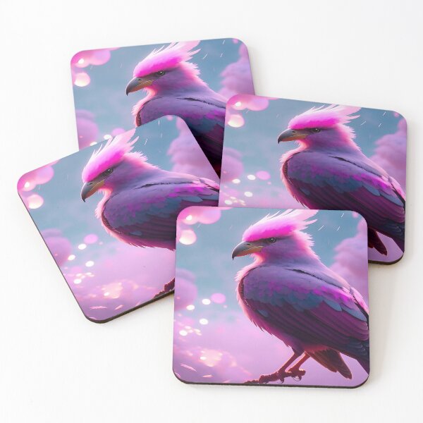 Item preview, Pink Feathered Blue Jay with Fluffy Clouds and Gray Skies designed and sold by deniselynnimage.