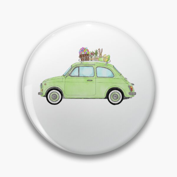 Item preview, Green Retro Fiat 500 with Easter Bunny and Eggs designed and sold by portosabbia.