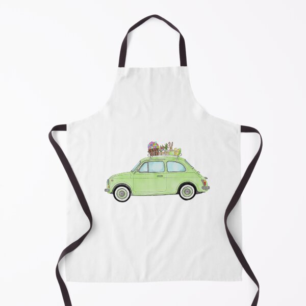 Artikelvorschau, Green Retro Fiat 500 with Easter Bunny and Eggs entworfen und verkauft von portosabbia.