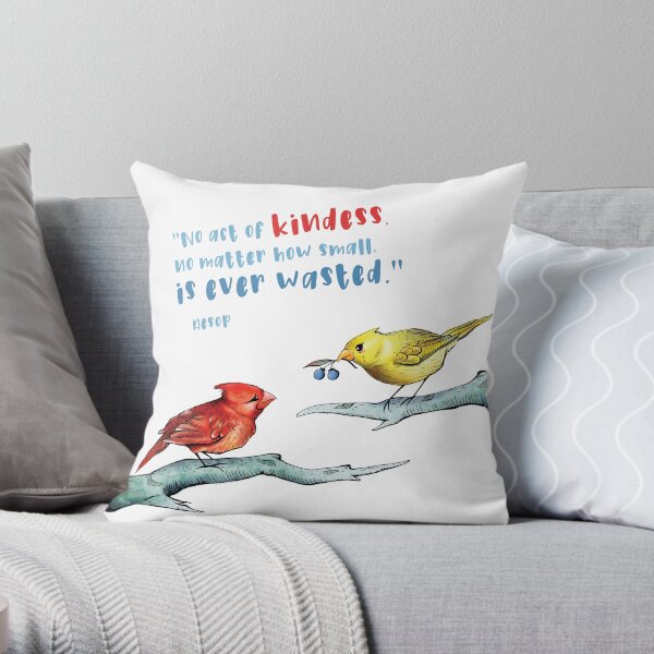Act of Kindness - Cardinals, Inspirational Quotes, Animal Lovers Throw Pillow