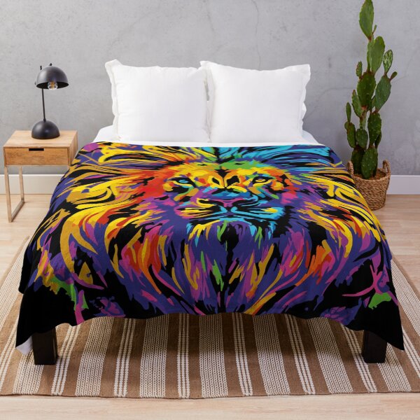 Item preview, Lion face with colorful design for lion lovers designed and sold by HBWOLFARTS.