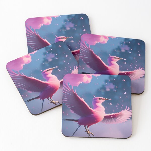 Item preview, Pink Feathered Bird Wings Spread in flight with Dusty Clouds and Night Sky designed and sold by deniselynnimage.