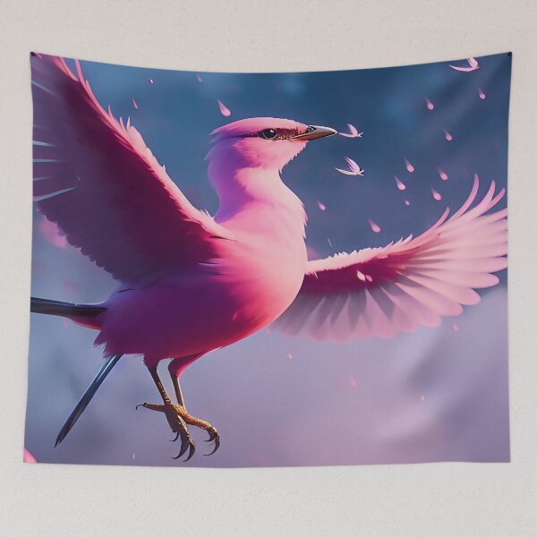 Item preview, Pink Feathered Bird Wings Spread in flight with Dusty Clouds and Night Sky designed and sold by deniselynnimage.