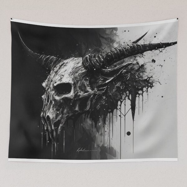 Item preview, Evil Bull skull, dripping Ink Drawing designed and sold by ArtificialEye.