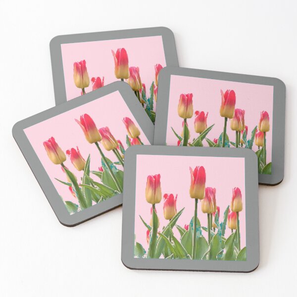 Item preview, SPRING RED-PINK BLOOMING TULIPS GARDEN GREY ART designed and sold by sharlesart.