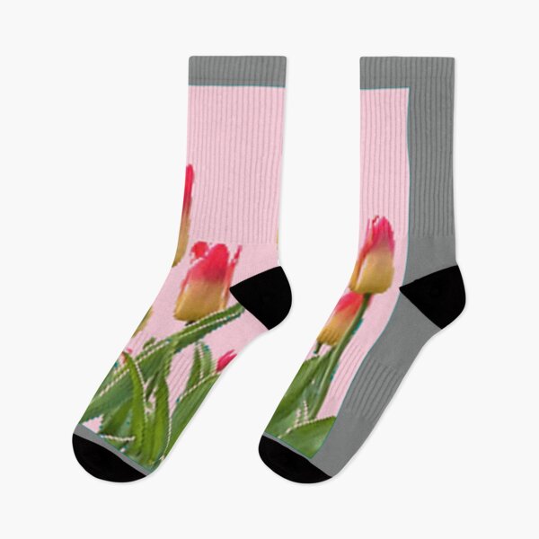 Item preview, SPRING RED-PINK BLOOMING TULIPS GARDEN GREY ART designed and sold by sharlesart.