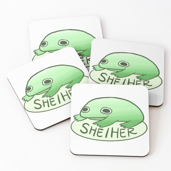 Item preview, SHE/HER FROG | Pronoun Tag, Pronoun Sticker, Pronouns, Frog Stickers designed and sold by iristocat.