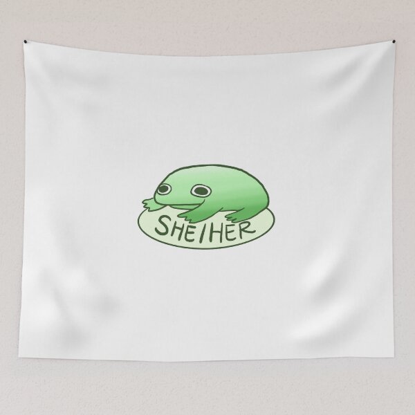 Item preview, SHE/HER FROG | Pronoun Tag, Pronoun Sticker, Pronouns, Frog Stickers designed and sold by iristocat.