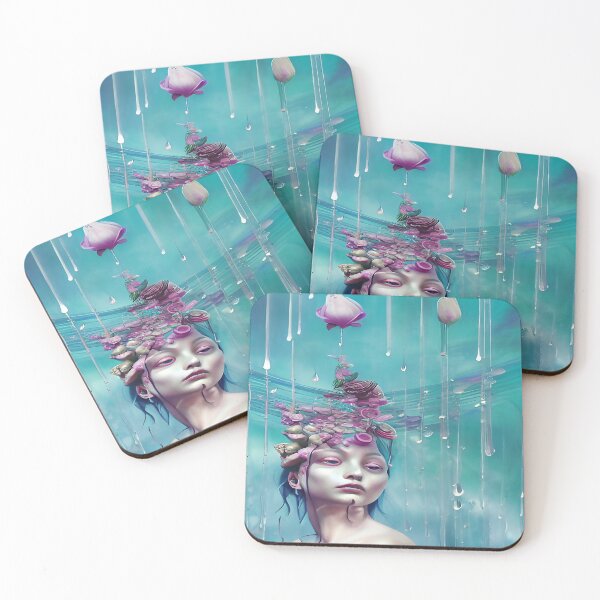 Item preview, Abstract Saddened Female in the Rain with Floret Petals Falling from the Sky designed and sold by deniselynnimage.