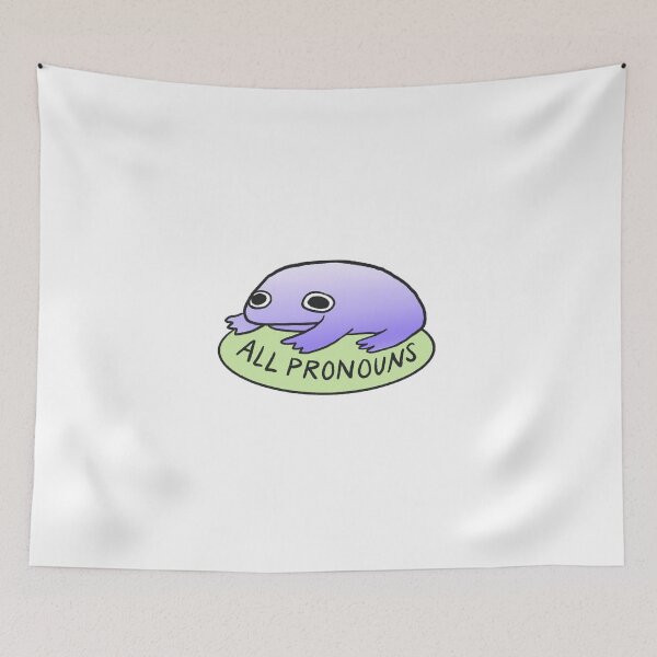 Item preview, ALL PRONOUNS FROG | Pronoun Tag, Pronoun Sticker, Purple Frog Stickers, Frog Pins designed and sold by iristocat.