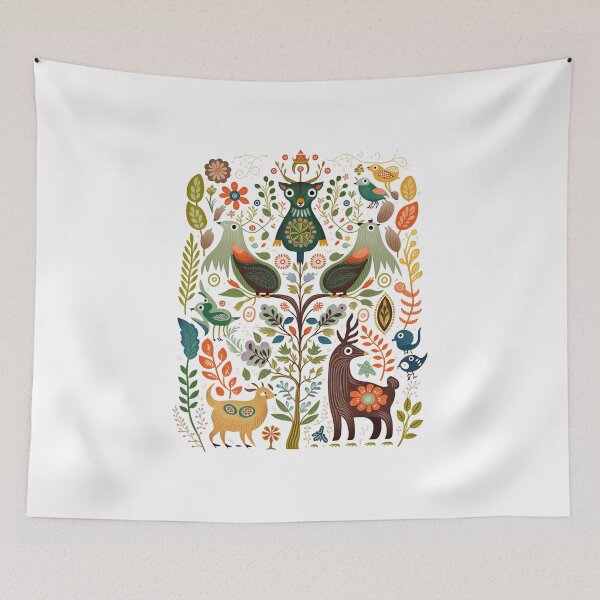 Item preview, Hygge Scandinavian Cottagecore Design of Animals and Flowers designed and sold by Kalligraphika.