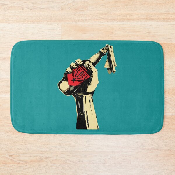 Item preview, Raised Fist, clutching a bottle with the word Rebel in Red - Protests in France designed and sold by Vintage Hustle.