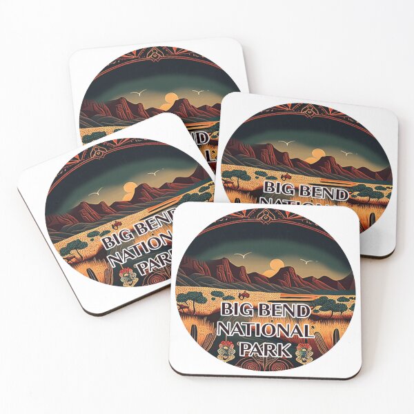 Item preview, Big Bend National Park Scandinavian Folk Art Style Circle designed and sold by PikoApparel.