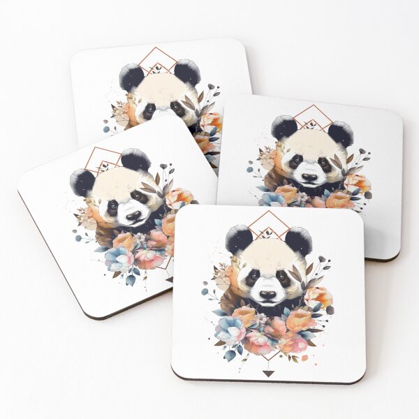 Item preview, Geometric flower panda designed and sold by alxndraai.
