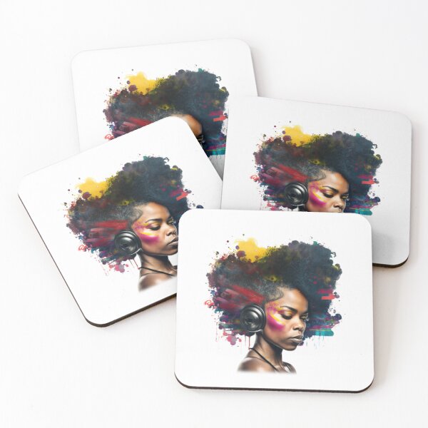 Item preview, Colorful Black Woman DJ with Afro Hairstyle designed and sold by toticavalcanti.
