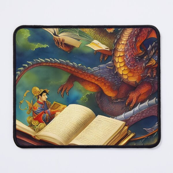 Item preview, Oriental Dragon Reading Fantasy Watercolor designed and sold by MudbloodStore.
