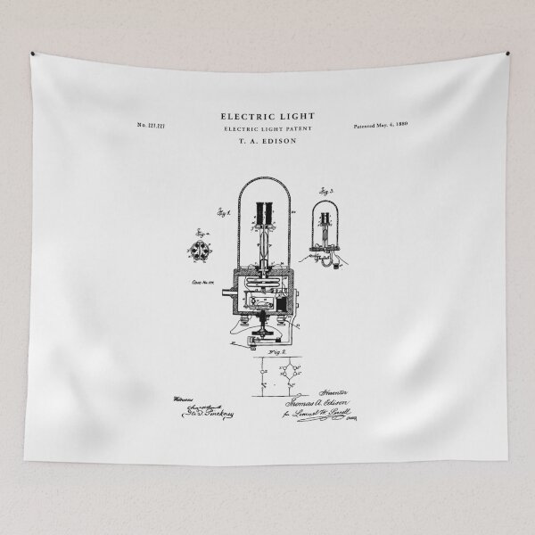 Item preview, Electric light Patent Drawing Blueprint designed and sold by Vintago.
