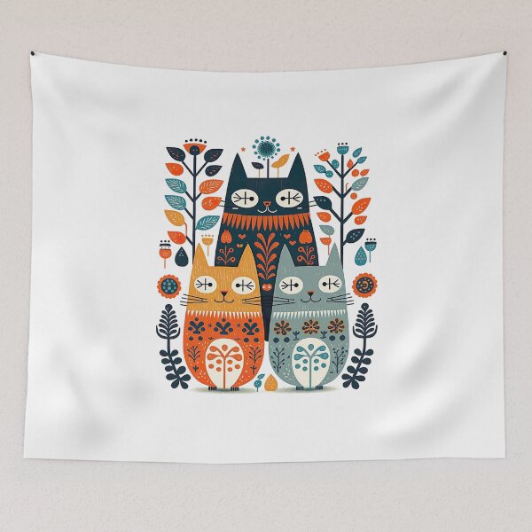 Item preview, Hygge Scandinavian Cottagecore Design of Fantasy Cats designed and sold by Kalligraphika.