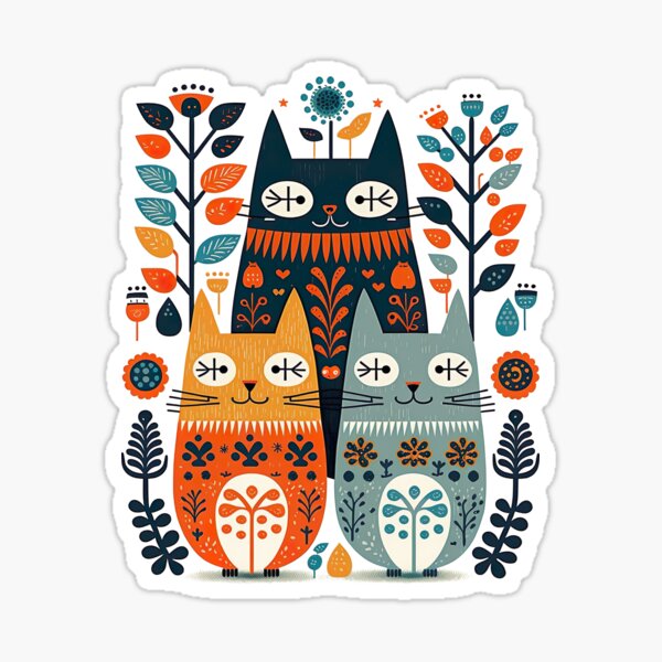 Item preview, Hygge Scandinavian Cottagecore Design of Fantasy Cats designed and sold by Kalligraphika.