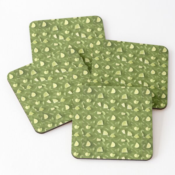 Item preview, Retro Tile Pattern Bits of citrus with Olive Green background designed and sold by RetroTile.