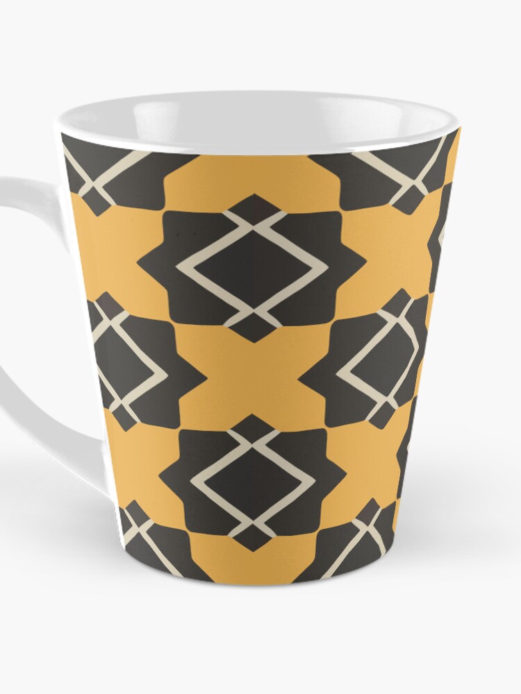 Thumbnail 3 von 4, Kaffeebecher, Retro Tile Pattern Black and Yellow designt und verkauft von RetroTile.