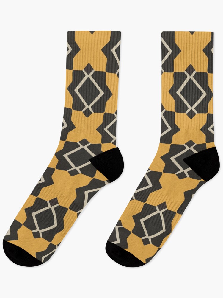 Thumbnail 1 von 5, Socken, Retro Tile Pattern Black and Yellow designt und verkauft von RetroTile.