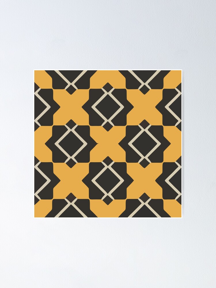 Thumbnail 1 von 3, Poster, Retro Tile Pattern Black and Yellow designt und verkauft von RetroTile.