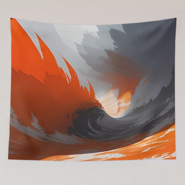 Item preview, Orange and Gray Scenic Mountain and Waves of River Waterfalls designed and sold by deniselynnimage.
