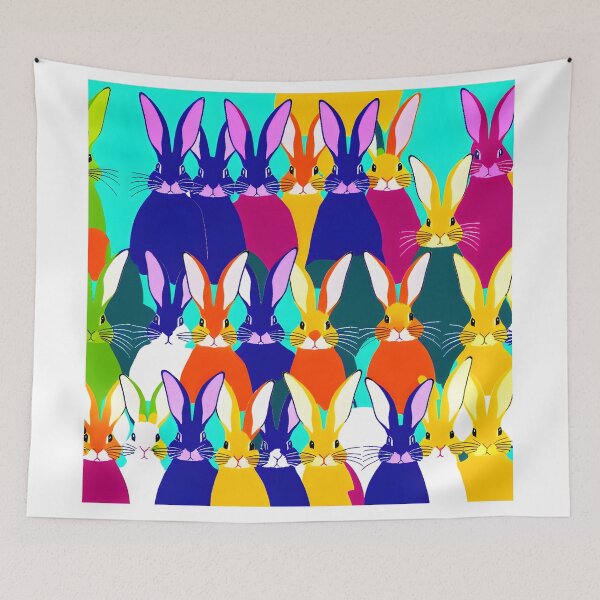 Item preview,  bright multi coloured rabbits  designed and sold by David-Howells.