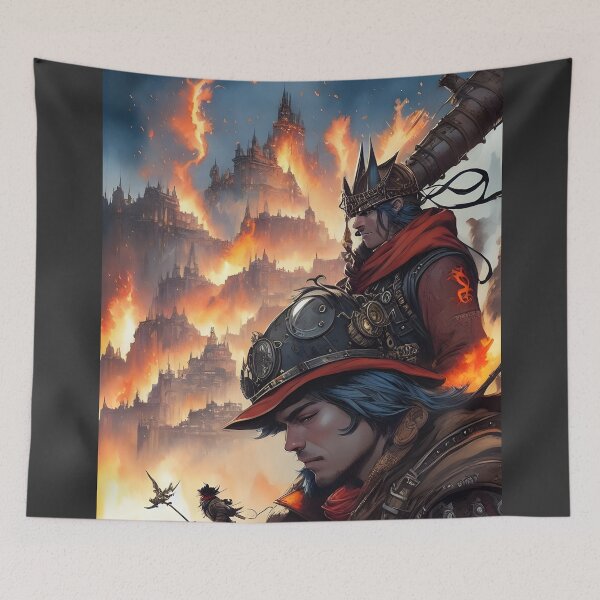 Item preview, Assault squad in burning city Fantasia Watercolor designed and sold by MudbloodStore.