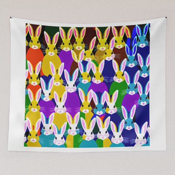 Item preview,  bright multi coloured rabbits  designed and sold by David-Howells.