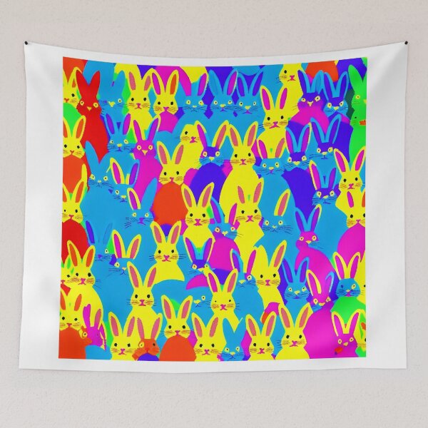 Item preview,  bright multi coloured rabbits  designed and sold by David-Howells.