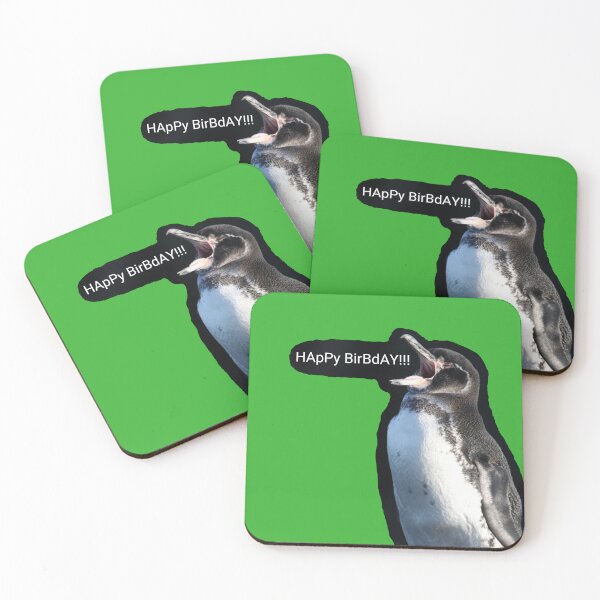Artikelvorschau, Galapagos Penguin it's my birthday (Bright Green #35B02C background) entworfen und verkauft von SBPenguins.