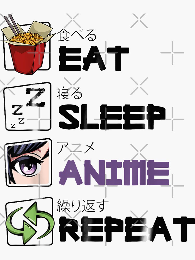 Eat Sleep Anime Repeat Kawaii Otaku Manga Japan Fan Kanji Shirt