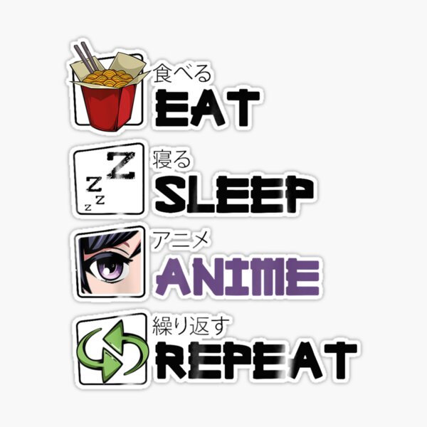 Eat Sleep Anime Repeat Kawaii Otaku Manga Japan Fan Kanji Shirt